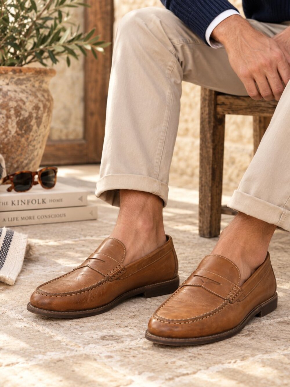 Rockport Penny Loafers Mens 8.5M Brown Leather Slip On Moc Toe Preppy Shoes New